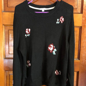 Xhilaration Black Knit Roses Sweater